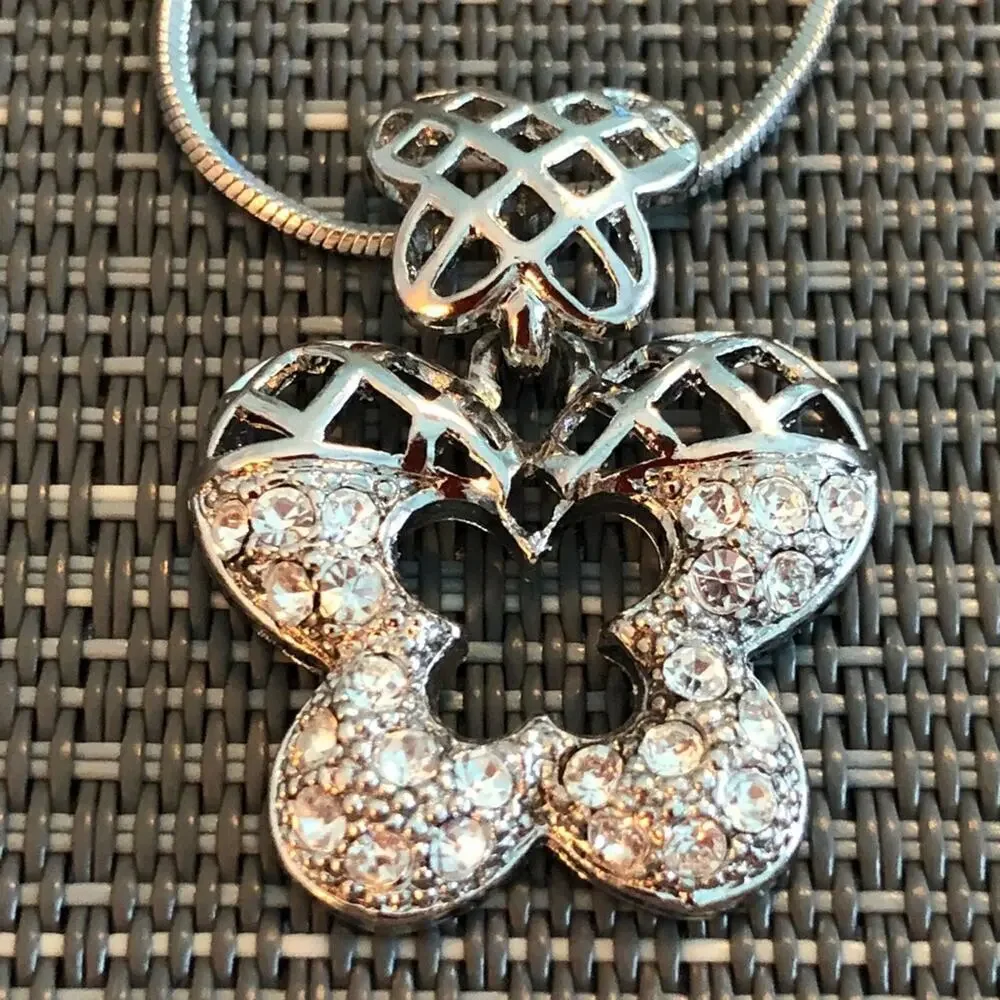 Silver Crisscross Butterly Charm Necklace